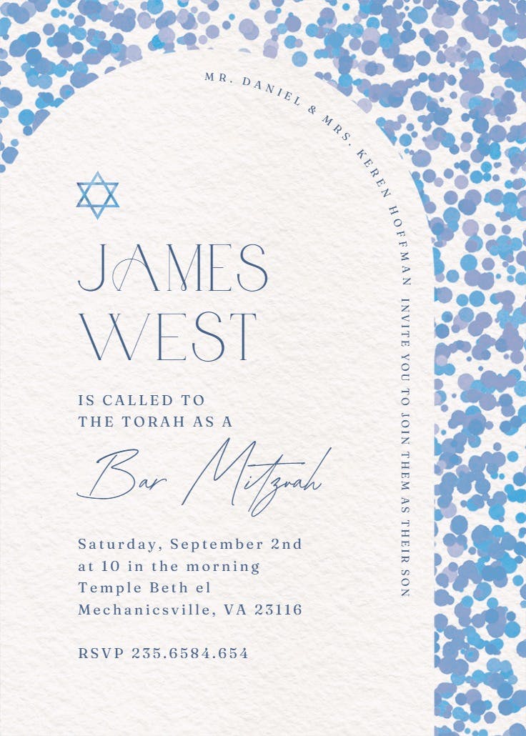 Lavender confetti - bar & bat mitzvah invitation